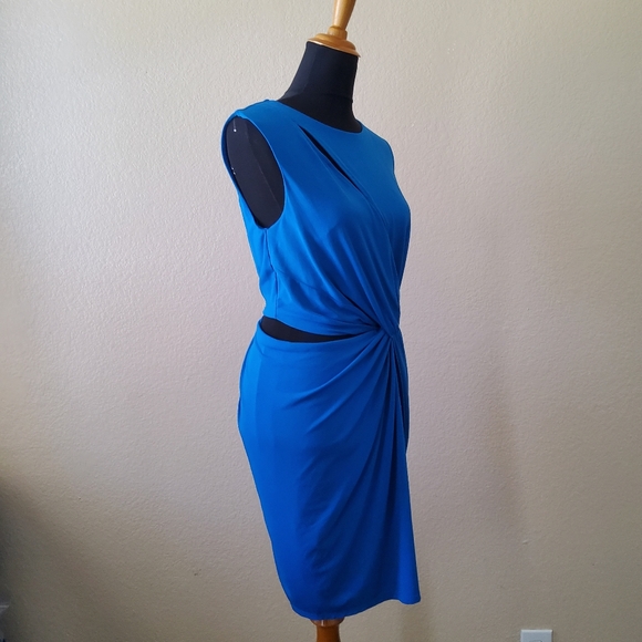 Gabrielle Union Draped Ruched Cutout Dress Size M Blue New - Picture 5 of 11